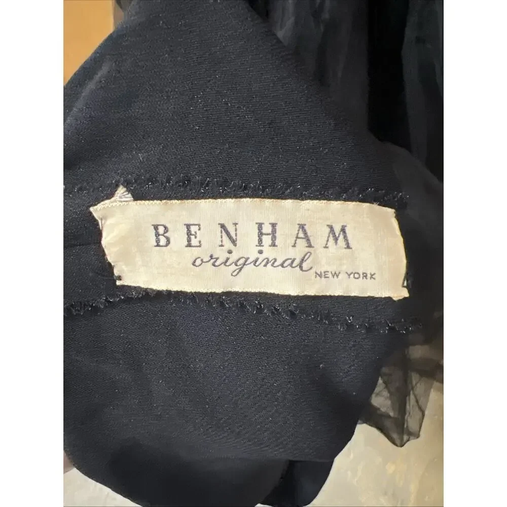 1940’s BENHAM Original Mesh Sleeve Sequined Bodice Evening or Cocktail Dress